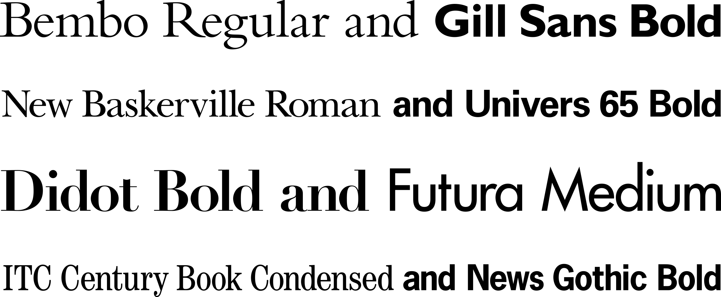 Image that shows four good typeface combinations.